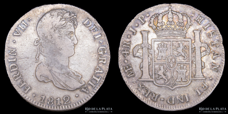 Lima. Fernando VII (1808-1833) 4 Reales 1812 JP. AG.896, 33.8mm; 13.27g. KM 116 ...