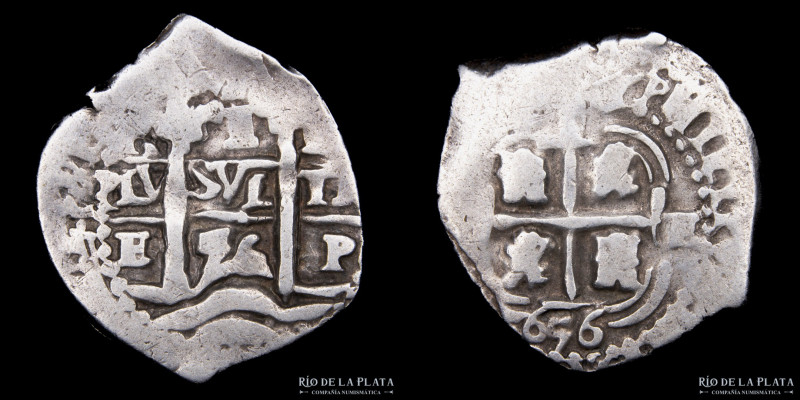 Potosí. Felipe IV (1621-1665) 1 Real 1656 E. AG.930; 24mm; 3.38g. CJ 25.4.1 (VF)...