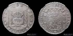Potosi. Carlos III. 8 Reales 1767 JR Columnaria. CJ 58.1.2