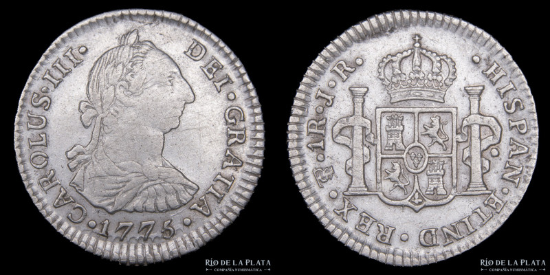 Potosí. Carlos III (1759-1788) 1 Real 1775 JR. AG.903; 21mm; 3.21g. CJ 66.3.1 (X...