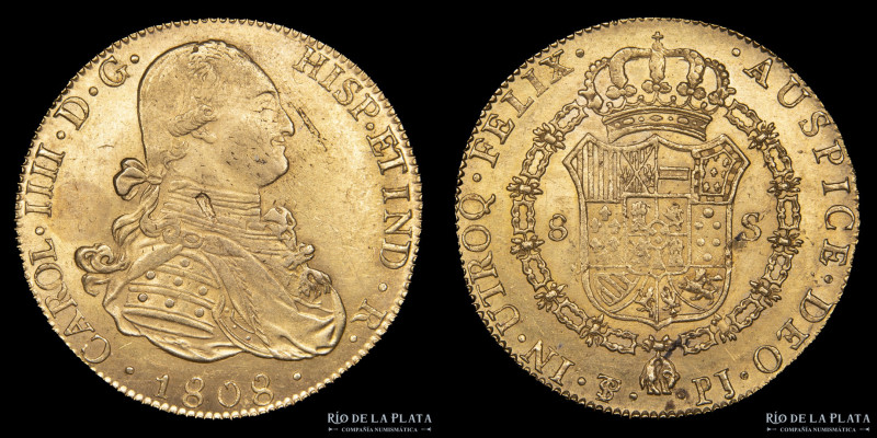 Potosí. Carlos IV (1788-1808) 8 Escudos 1805 PJ (Pedro Mazondo, Juan Palomo y Si...