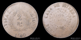 Argentina. Buenos Aires. 2 Reales 1840. CJ 14.1.4