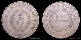 Argentina. Buenos Aires. 2 Reales 1844. CJ 15.1.2