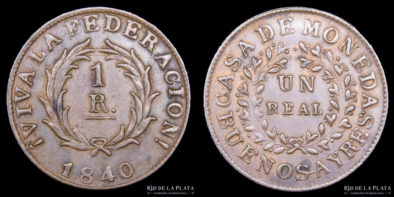 Argentina. Buenos Aires. 1 Real 1840. Casa de Moneda de Buenos Aires. CU; 26.3mm...