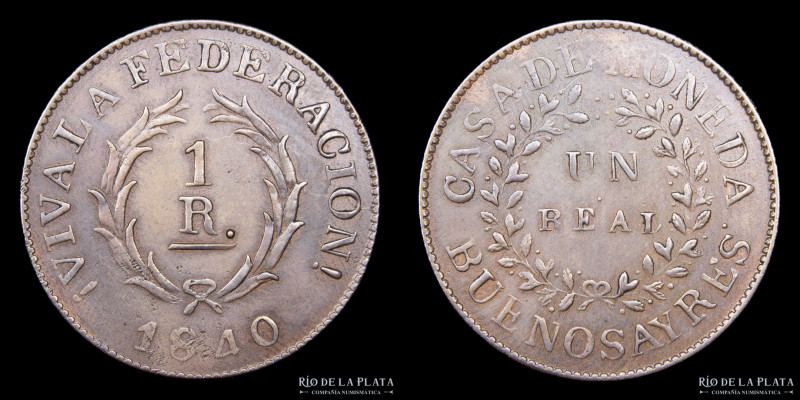 Argentina. Buenos Aires. 1 Real 1840. Casa de Moneda de Buenos Aires. CU; 26.3mm...