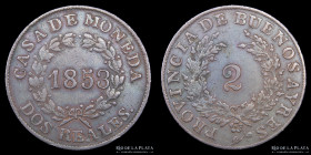 Argentina. Buenos Aires. 2 Reales 1853. CJ 18.2.1