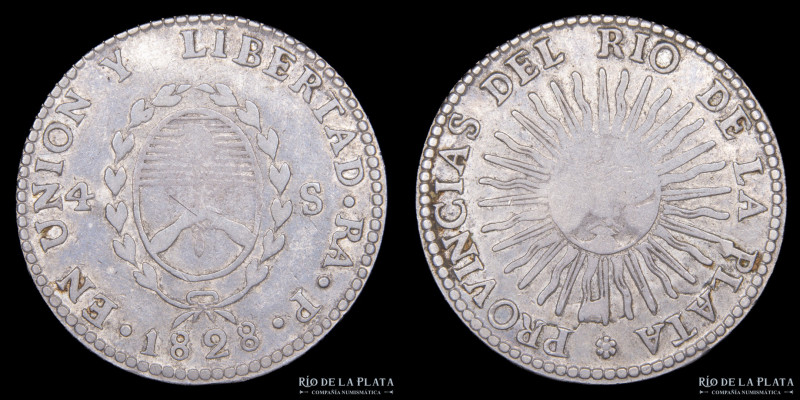 Argentina. Provincia de La Rioja. 4 Soles 1828 RA P (Manuel Piñeyro). Variante d...