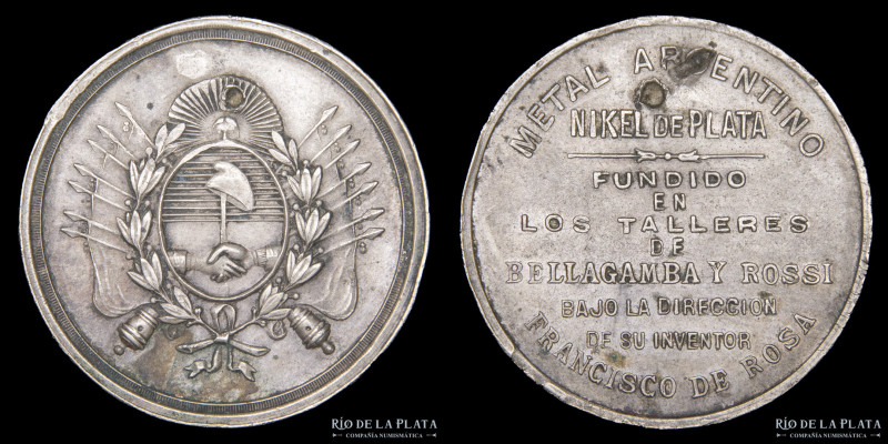 Argentina. Ensayo Metal Argentino sin fecha (1901). Niquel de Plata; 30.5mm; 9.1...