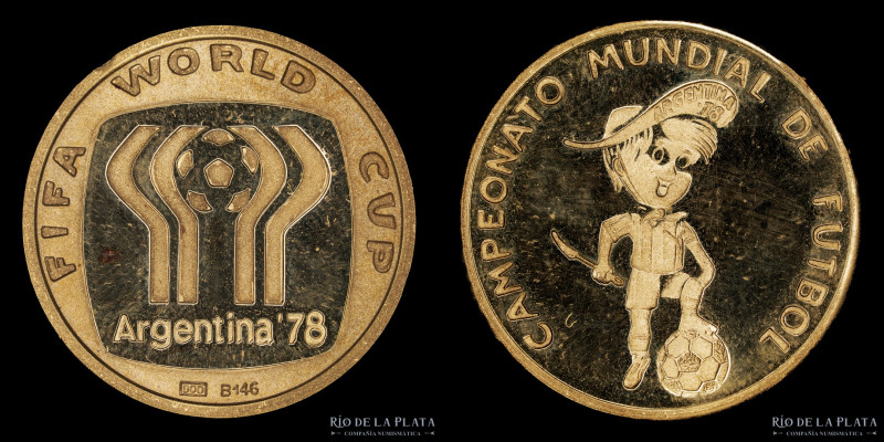 Argentina. Mundial 78. Gauchito Oro. AU.900; 30mm; 15.01g. (UNC) Con estuche y c...