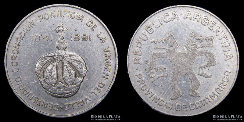 Argentina. Catamarca. 1 Corona 1991. Medalla monetaria. AG.900; 30.0mm; 15g. CJ ...