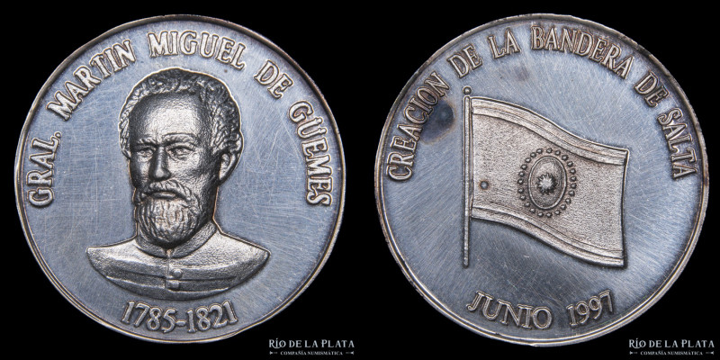 Argentina. Salta. 1 Guemes de Plata 1997. AG.925; 32mm; 15g. CJ 4.1 (UNC) Limpia...