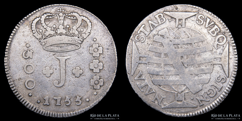 Brasil. José I. 300 Reis 1755 R. AG.917; 30mm; 8.45g. P.262. KM186 (F) Limpiada...