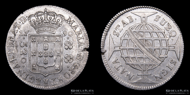 Brasil. María I. 320 Reis 1790. AG.917; 30mm; 8.65g. P.363. KM 221.2 (XF+) Defec...