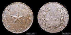 Chile. 1 Centavo 1851. Estrella con relieve. KM 120