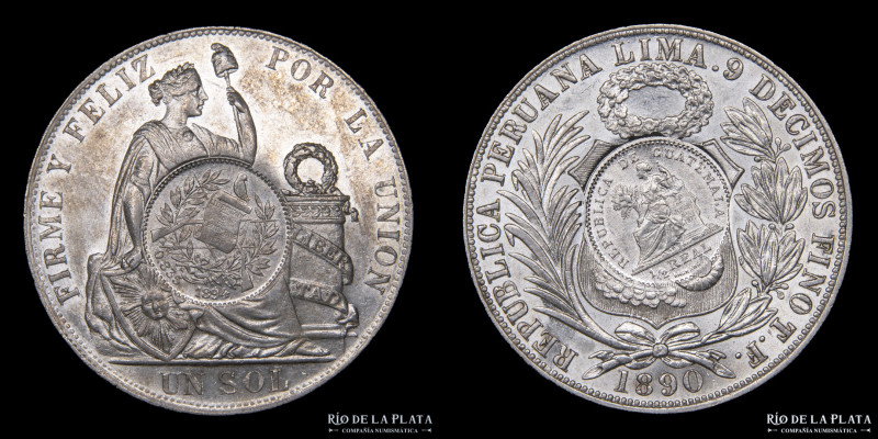 Guatemala. 1 Peso 1894. Resello sobre Perú 1890. AG.900; 37mm; 24.95g. KM216. (U...