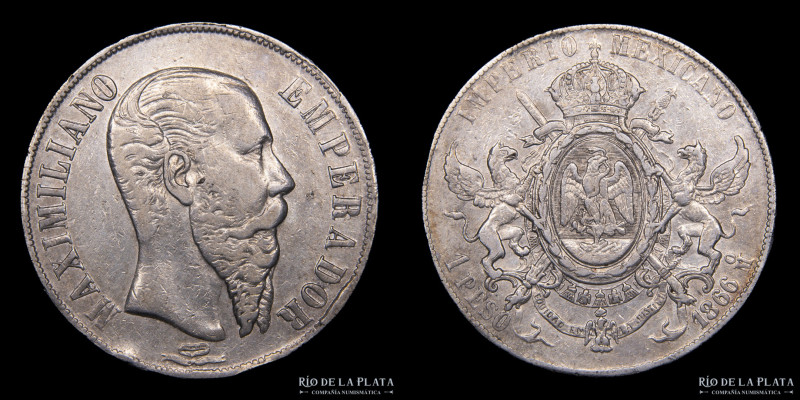 México. Imperio, Maximiliano (1863-1867) 1 Peso 1866 Mo. AG.903; 37.0mm; 26.88g....