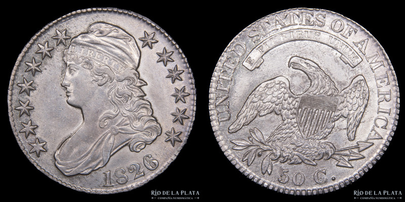 USA. Half Dollar 1826. Cupped Bust. Canto Parlante. AG.892; 32mm; 13.45g. KM37. ...