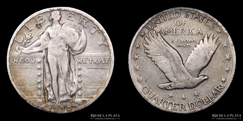 USA. Quarter Dollar 1930. Standing Liberty. AG.900; 24mm; 6.16g. KM145 (VF+)

...