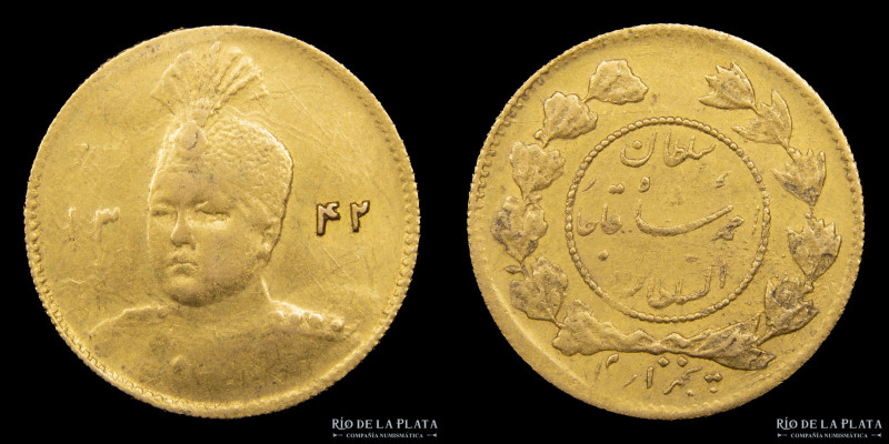 Iran. Ahmad Qājār. 1/2 Tumân AH1342 (5000 Dīnār, 1924DC) Oro (AU.900); 17.0mm; 1...