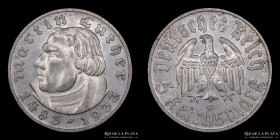 Alemania. 5 Reichsmark 1933 G Luthero. KM80