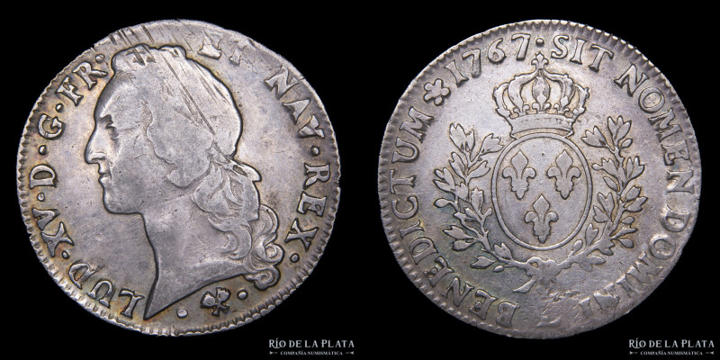 Francia. Luis XV (1715 - 1774) 1 Ecu 1767L. Ceca de Bayonne. AG.917; 42.0mm; 28....