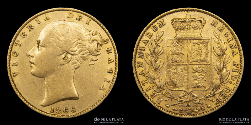 Gran Bretaña. Victoria (1837-1901) 1 Soberano 1866. Oro (AU.916); 22.0mm; 7.97g....