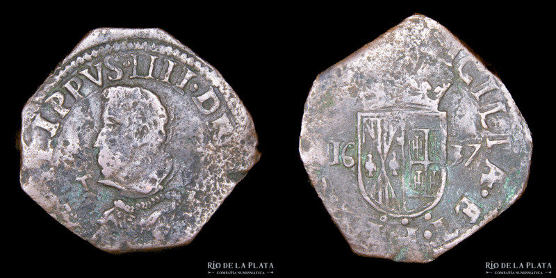 Reino de Nápoles (Felipe IV 1621-1665DC) 1 Grano 1637; 32.8mm; 9.99g. A: PHILLIP...