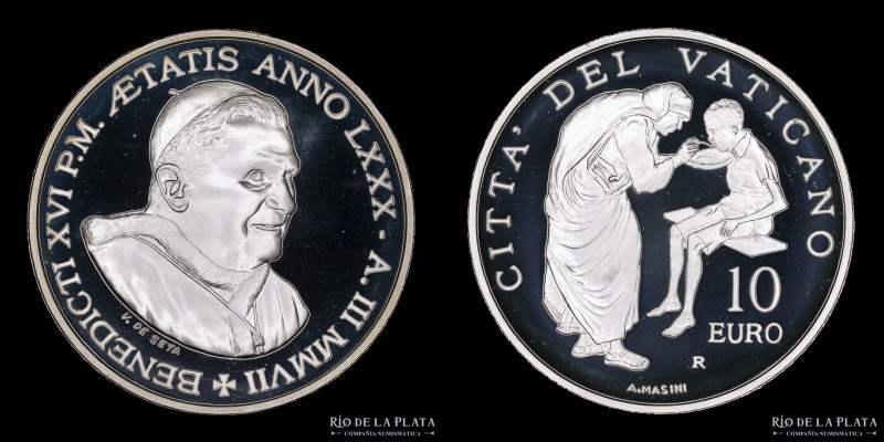 Vaticano. Benedicto XVI (2005-2013) 10 Euro 2007 Proof 81º World Mission Day. AG...