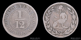Paraguay. 1/12 Real 1845. 30 Rayos. Ciotti 30 Asuncion
