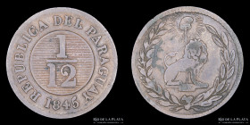 Paraguay. 1/12 Real 1845. 32 Rayos. Ciotti 45 Asuncion