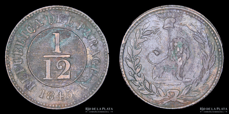 Paraguay. 1/12 Real 1845. Asunción crude. 32 Rayos. CU; 24.0mm; 6.33g. Ciotti 54...