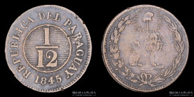 Paraguay. 1/12 Real 1845. 34 Rayos. Ciotti 73  Asuncion
