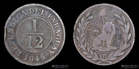 Paraguay. 1/12 Real 1845. 37 Rayos. Ciotti 121 Asuncion