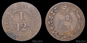 Paraguay. 1/12 Real 1845. 38 Rayos. Ciotti 140 Asuncion