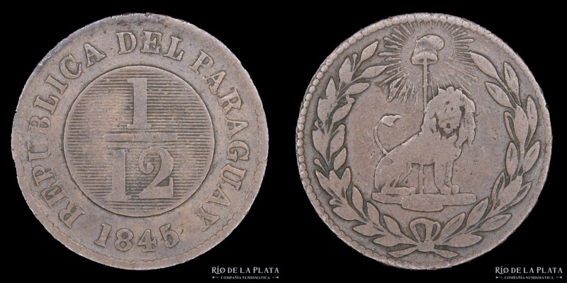 Paraguay. 1/12 Real 1845. Asunción crude. 39 Rayos. CU; 24.0mm; 5.99g. Ciotti 17...