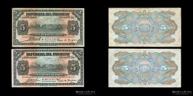 Paraguay. 2 x 5 Pesos Fuertes 1920-1923. P149a