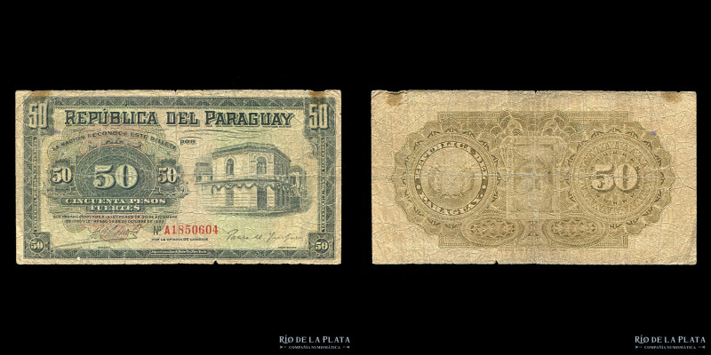 Paraguay. 50 Pesos Fuertes 1920-1923. POR OFICINA DE CAMBIO. Firma: Moreschi - I...