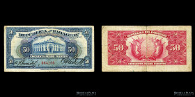 Paraguay. 50 Pesos Fuertes 1920-1923. Reverso con Banderas. P151a