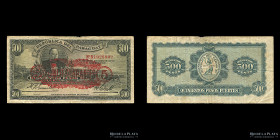 Paraguay. 5 Guaranies sobre 500 Pesos Fuertes 1943 resellados. P174