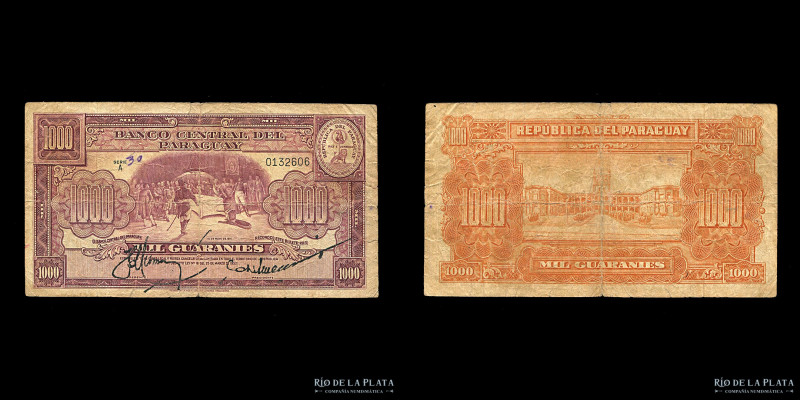 Paraguay. Banco Central. 1000 Guaranies 1952. Firma: González Maya - Méndez. P19...