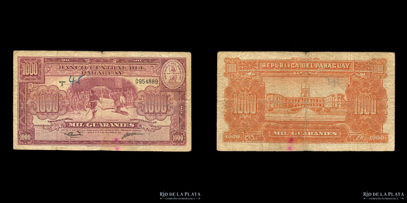 Paraguay. Banco Central. 1000 Guaranies 1952. Firma: Chamorro - Storm. P191a; MC...