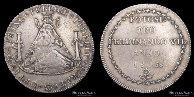 Potosí. Medalla de Proclamación 1808 de Fernando VII. AG.875, 39.5mm; 26.79g. A:...