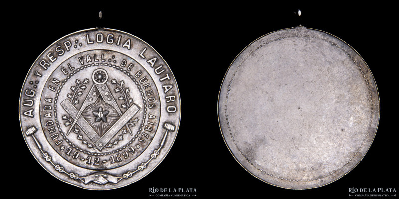 Argentina. Masónica. 1899. Logia Lautaro. Plata. AG; 32mm; 14.33g (XF)

Estima...