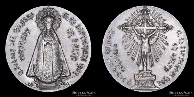 Argentina. 1902. Vírgen del Milagro. Salta. Plata; 55mm; 81g (XF)

Estimate: U...