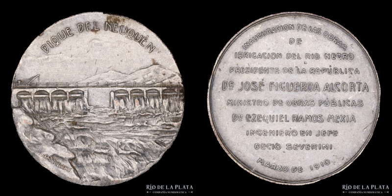 Argentina. 1910. Dique del Neuquén. Obras de Irrigación del Río Negro. Grabador:...