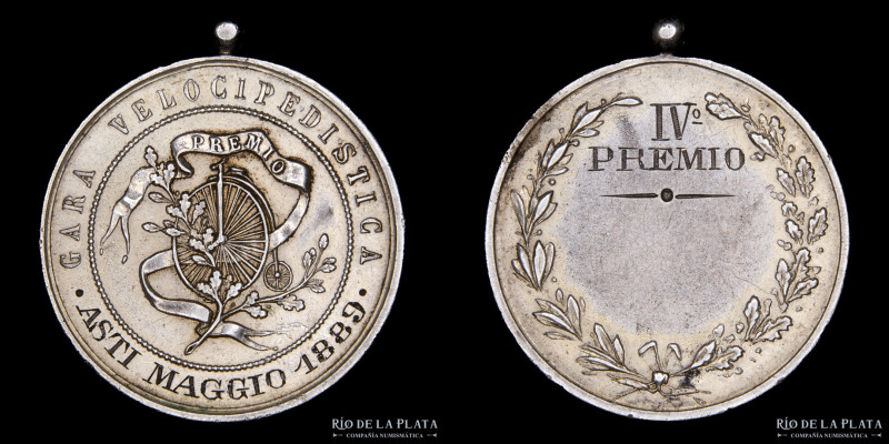 Italia. 1889. Carrera de Velocipedos. Ciclismo. Plata; 25mm; 7.4g. (XF)

Estim...