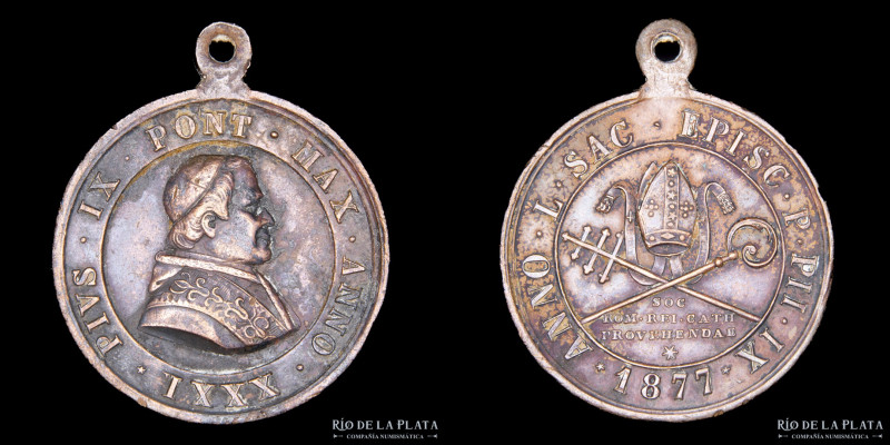 Vaticano. Pio IX. 1877. Jubileo episcopal. CU; 32mm; 16.60g. (VF+)

Estimate: ...