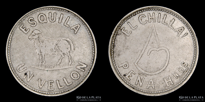 Argentina. Ficha. Esquila. 1 Vellón. El Chilla. Peña Hnos. Azul, limite con Cnel...