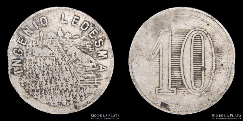 Argentina. Ficha. Valor 10. Ingenio Ledesma. Jujuy. Cu-Ni; 22.5mm; 3.23g. (F+) C...