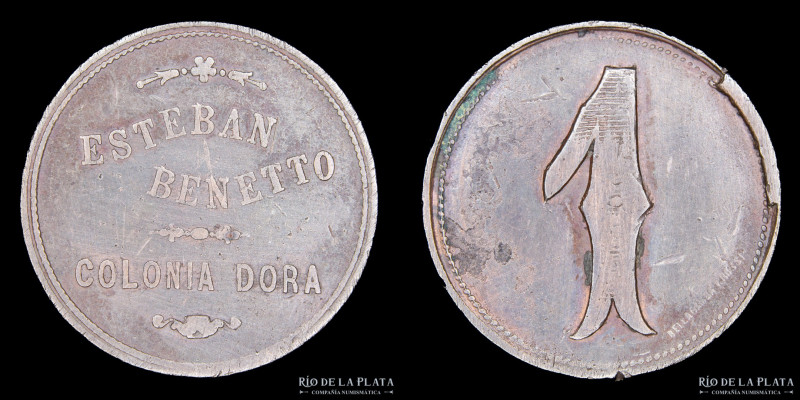 Argentina. Ficha. Valor 1. Esteban Benetto. Colonia Dora. Santiago del Estero. C...